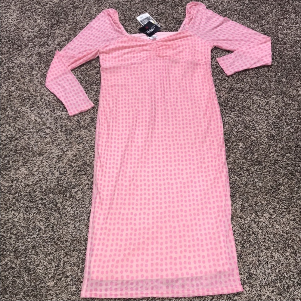 Pink Long Sleeve Midi A-Line Dress Various Sizes | NWT House of Aama - Picture 4 of 11